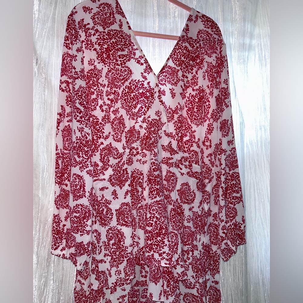 Plus size paisley red and white Romper